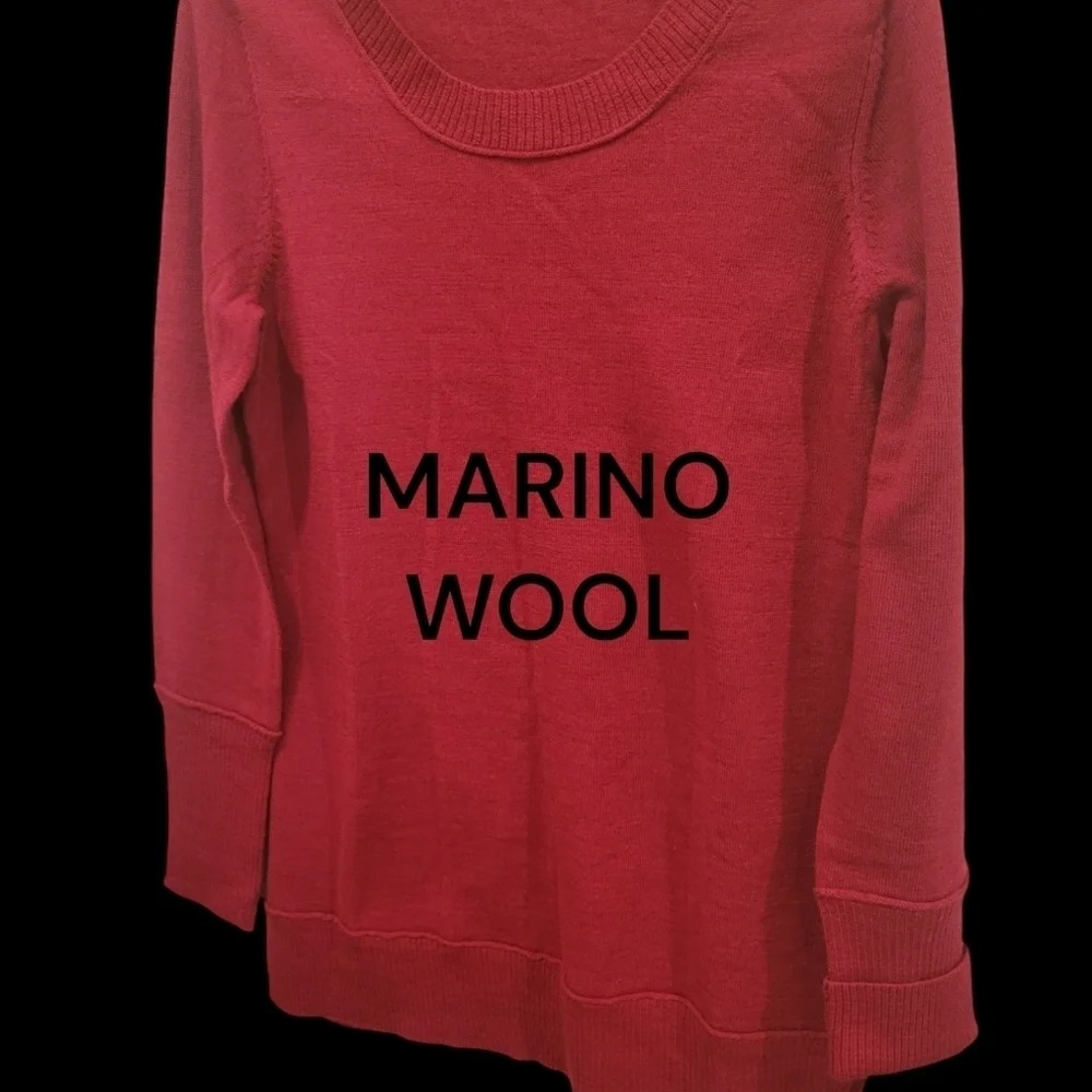 Women's Red Merino Wool Crew Neck Sweater